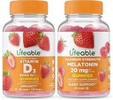 Lifeable Vitamin D 5000 IU + Melatonin 20mg, Gummies Bundle - Great Tasting, Vitamin Supplement, Gluten Free, GMO Free, Chewable Gummy