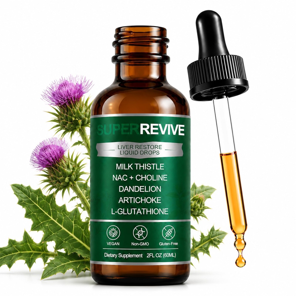Liver Restore Drops – with Milk Thistle, Dandelion, Glutathione, Artichoke, Turmeric, & Astragalus | Non-GMO, Gluten Free