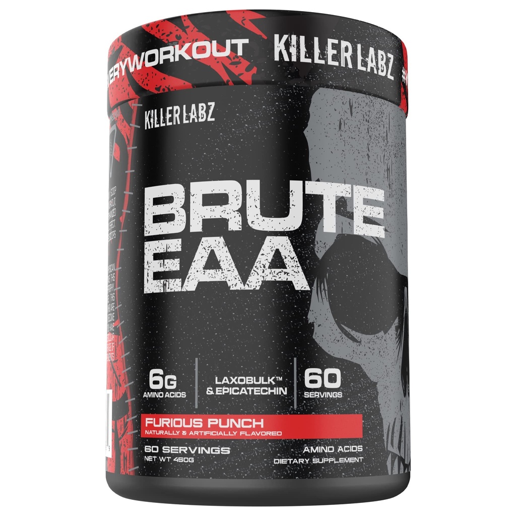 KILLER LABZ Brute EAA Branched Chain & Essential Amino Acids | 6g of Aminos to Accelerate Recovery and Lean Mass Gains 60 Servings (Furious Punch)