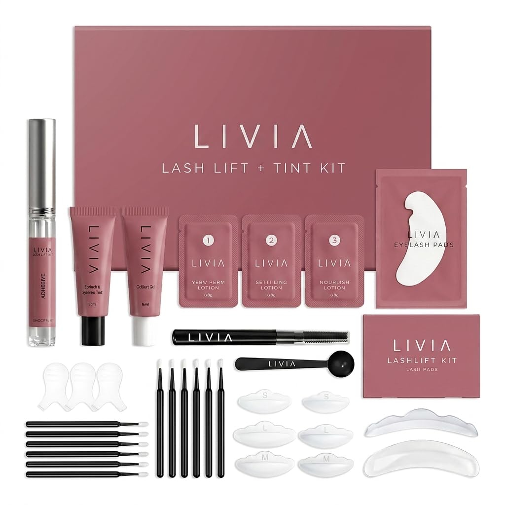 Livia Lash Lift & Color Kit – Wake Up With Salon-Curled, Mascara-Dark Lashes Every Day – 3 Full Applications – Works on Straight, Blonde & Stubborn Lashes – Beginner-Friendly DIY