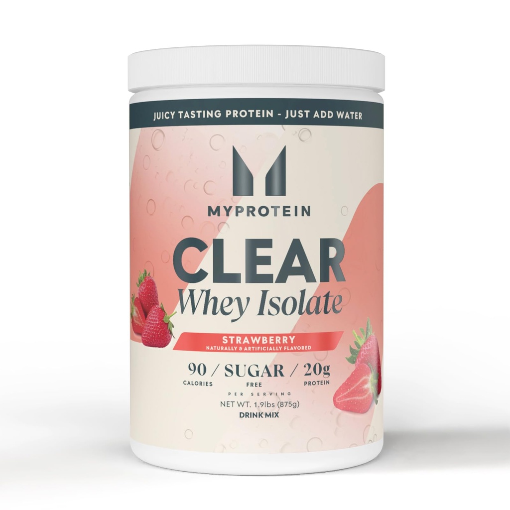 Myprotein Clear Whey Isolate Protein Powder, 35 Servings, (1.9lbs) Strawberry, 20g Protein per Serving, Naturally Flavored Drink Mix, Daily Protein Intake for Superior Performance