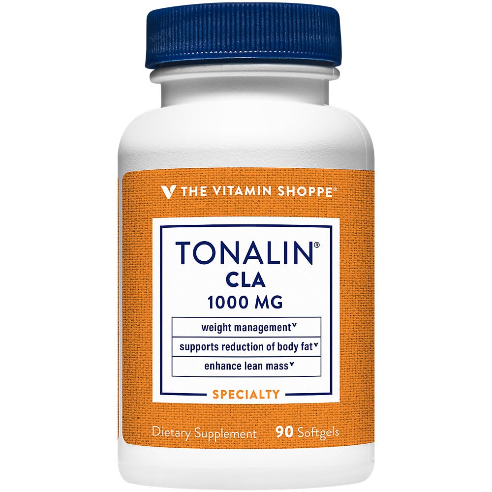 The Vitamin Shoppe Tonalin CLA 1000mg Softgel, Conjugated Linoleic Acid 780mg from Safflower Seeds - Supports Reduction of Body Fat(90 Softgels)