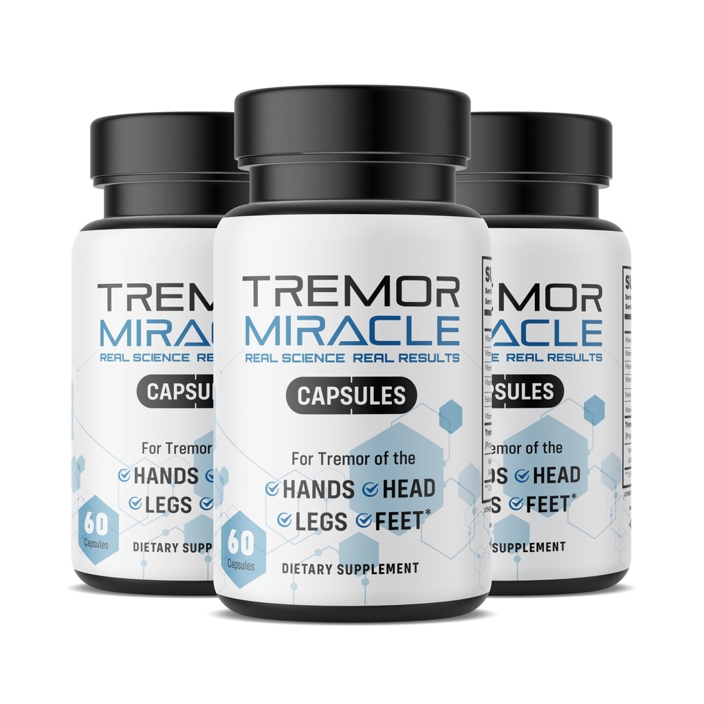 Real Science Nutrition Tremor Miracle Capsules 3 Pack- Essential Tremor Herbal Capsule Supplement for Hands, Legs, Feet, Head Tremors