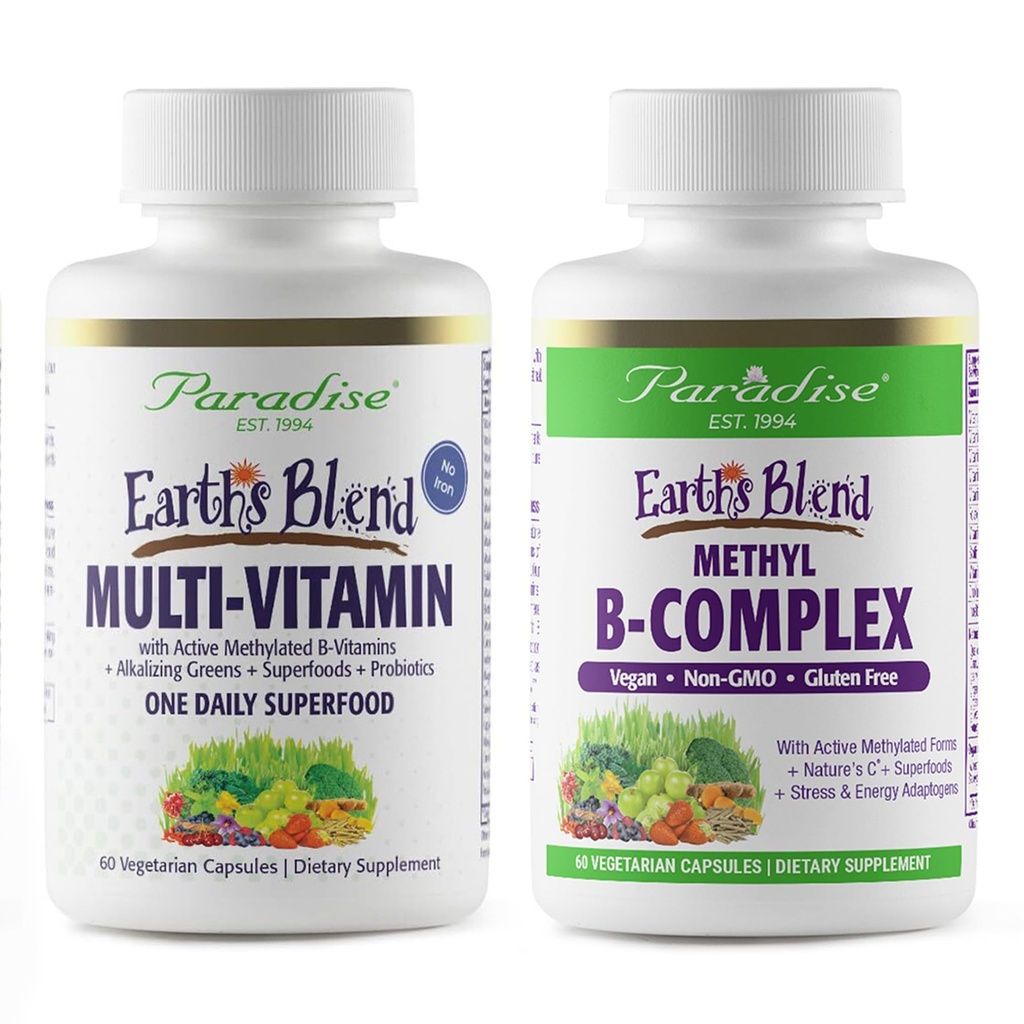 Paradise Herbs Earth's Blend Once Daily Multivitamin & B-Complex Bundle