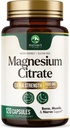 Magnesium Citrate Capsules - Max Absorption Magnesium Powder - Muscle, Bone, Nerve & Heart Health Support - Premium Formula is Powerful & Gentle for Women & Men - Bottled in USA - 120 Capsules