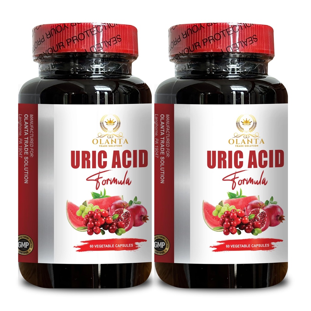 Amla Fruit and Bromelain in URIC ACID FORMULA Uric acid support supplement, Uric Acid Reduction, Uric acid flush, Uric acid level - 2 Bottles
