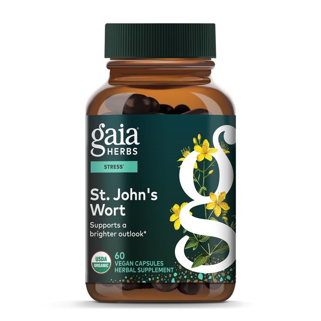 Gaia Herbs St. John's Wort - Stress Support Supplement* - with St. John's Wort - 60 Vegan Capsules (60 Servings)