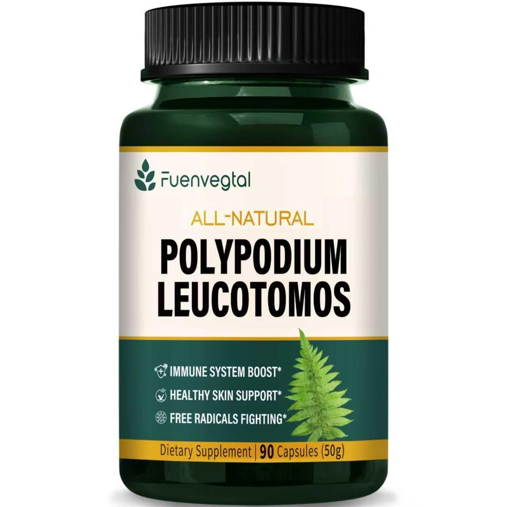 Polypodium Leucotomos Extract Capsules for Immune & Skin Health | Highly concentrated Herbal Supplement, Support Free Radicals Defense, 90 Counts - Lasts 3 Months