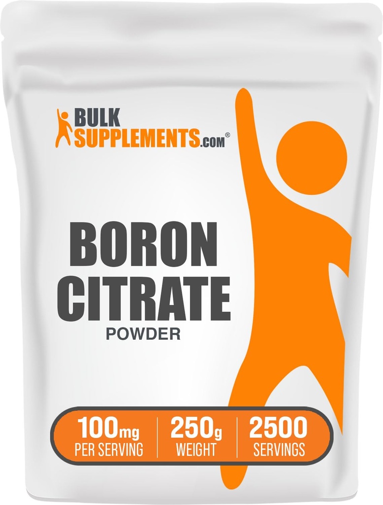 BulkSupplements.com Boron Citrate Powder - Boron Supplement for Men & Women, Food Grade - for Bones & Joints Support, 100mg per Serving, 250g (8.8 oz) (Pack of 1)