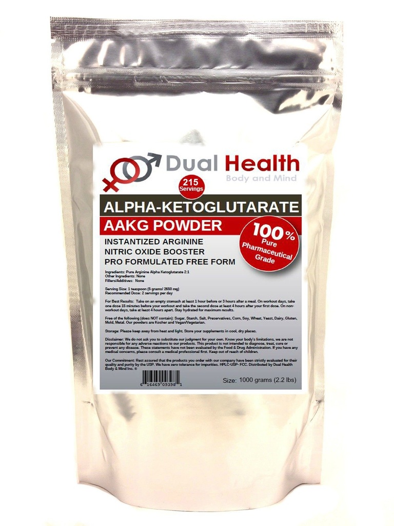 Pure AAKG L-Arginine Alpha-Ketoglutarate Powder (1000 Grams (2.2 lbs)) Bulk Supplements