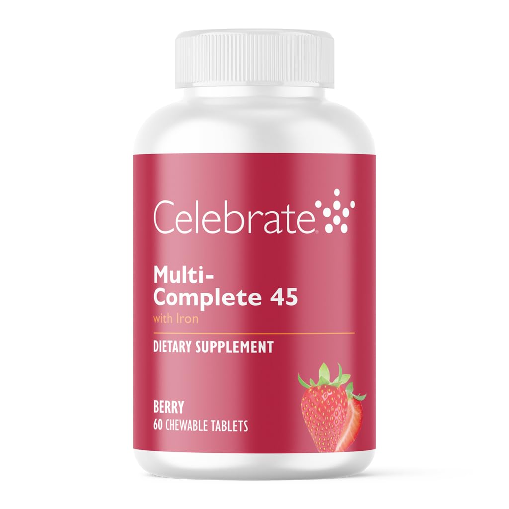 Celebrate Vitamins Multi-Complete Chewables, 45mg Iron – Daily Bariatric Multivitamin for Sleeve Gastrectomy and Gastric Bypass Surgery Patients – Essential Vitamins & Minerals - Berry (60 Tablets)