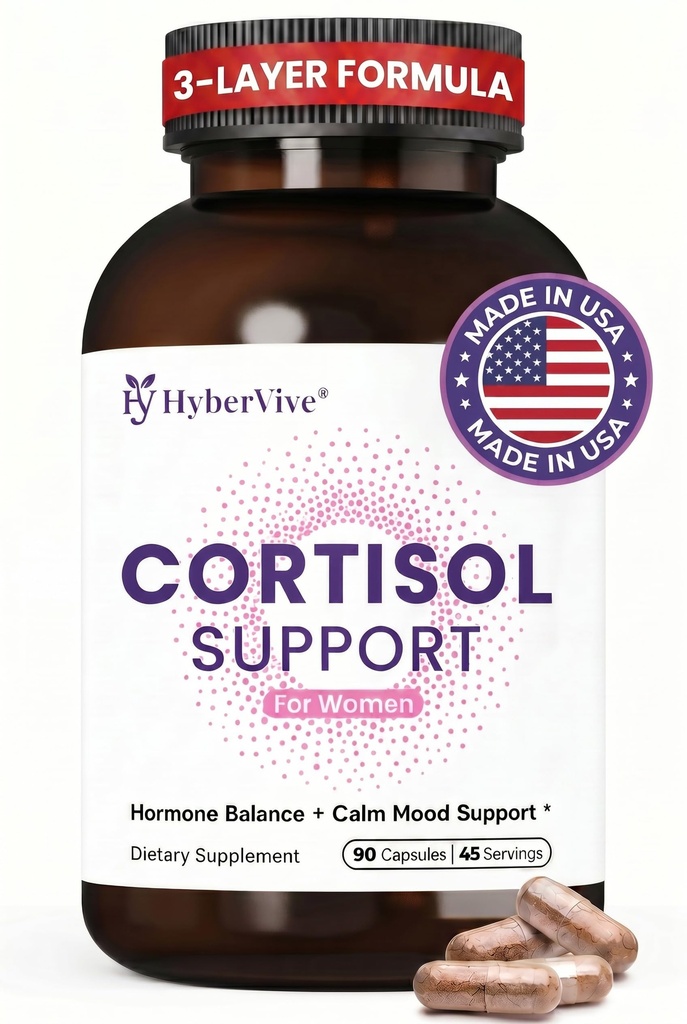 Cortisol Supplement for Women, Hormone Balance & Mood Support for Women’s Stress & Emotional Wellness, with Vitex, Ashwagandha, L-Theanine, Magnesium & Saffron, Made in USA, 90 Capsules