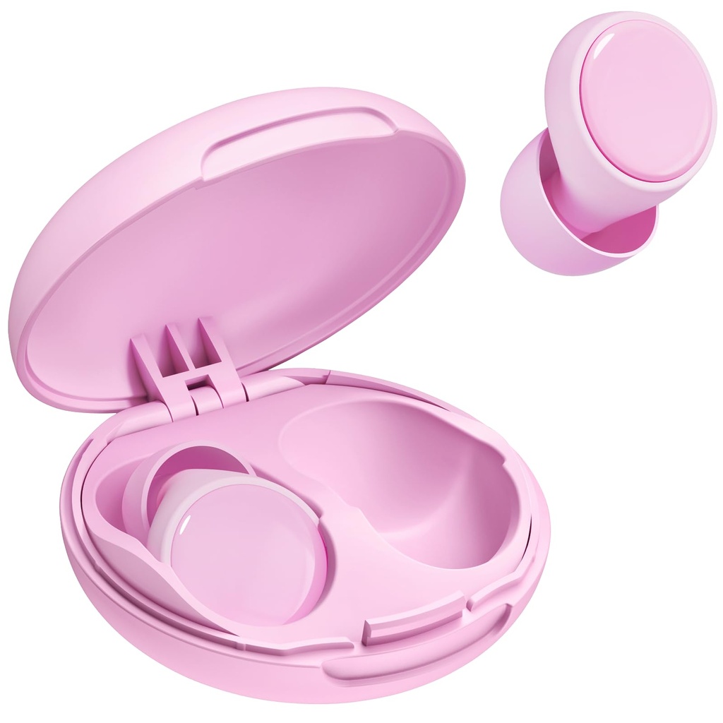 55dB Ear Plugs for Sleeping Noise Cancelling, Noise Reduction Earplugs for Sleep, Snoring, Side Sleepers, Reusable Hearing Protection Ear Plugs for Concerts, Airplane, Silicone Sleep Earplugs (Pink)