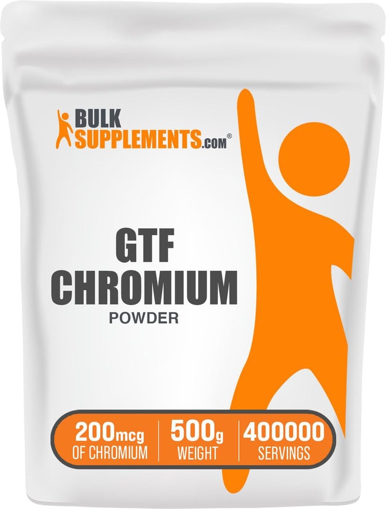 BulkSupplements.com Chromium GTF Powder - Chromium Polynicotinate - Gluten Free & Yeast Free, 1.25mg per Serving (200mcg), 500g (1.1 lbs) (Pack of 1)