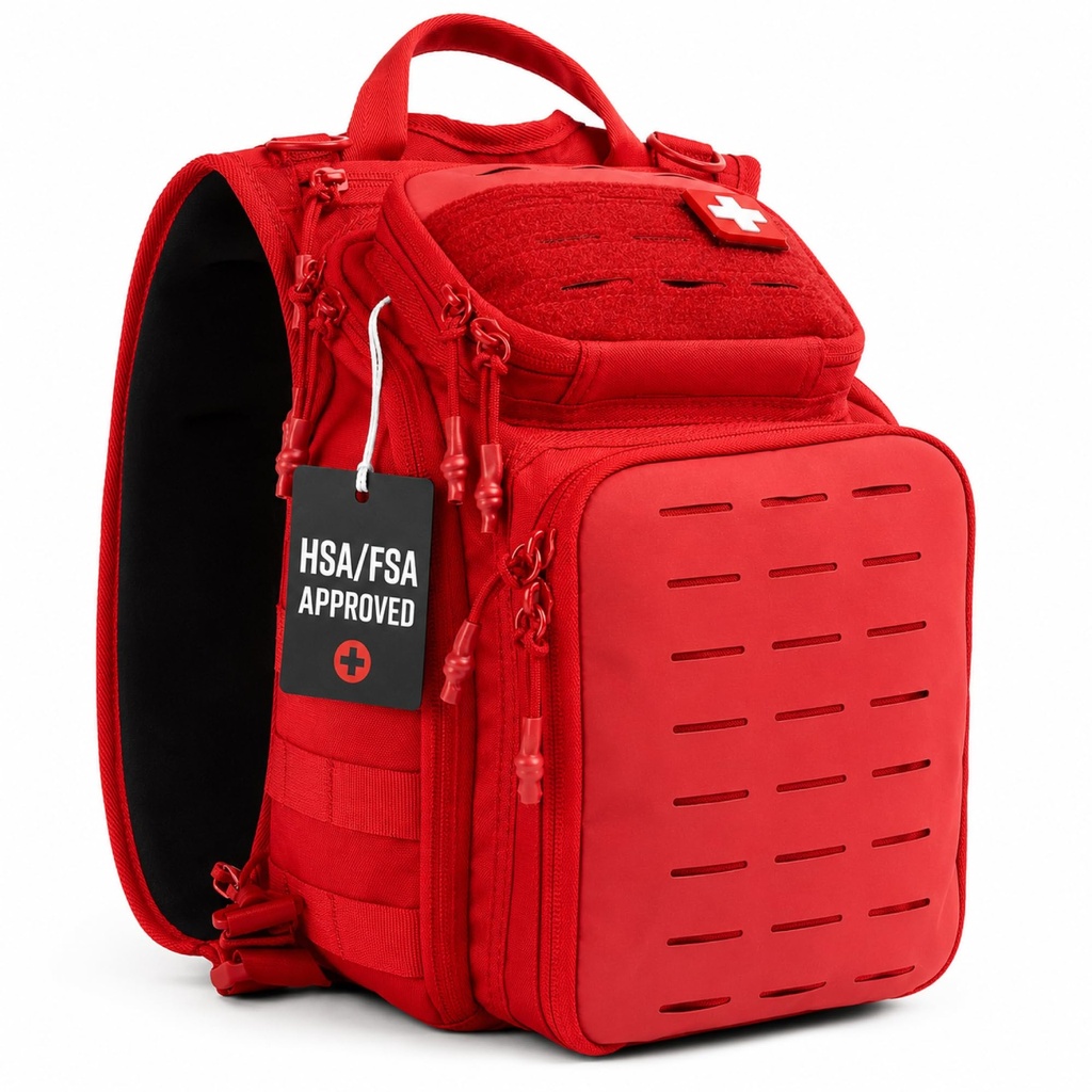 My Medic Recon PRO - HSA FSA First Aid Kit - 250+ First Aid and Survival Essentials, Supplies, & Must Have IFAK for Home, Car, Office or Business - Red