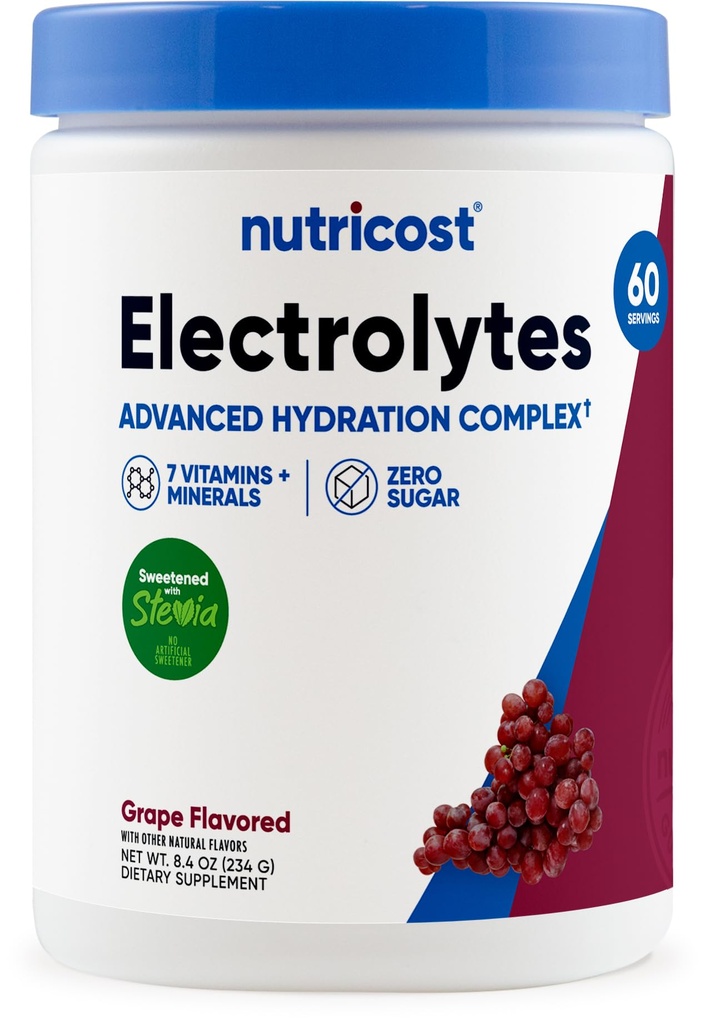 Nutricost Electrolyte Complex Powder (60 Servings, Grape) - Hydration Supplement Drink Mix with Vitamins and Minerals