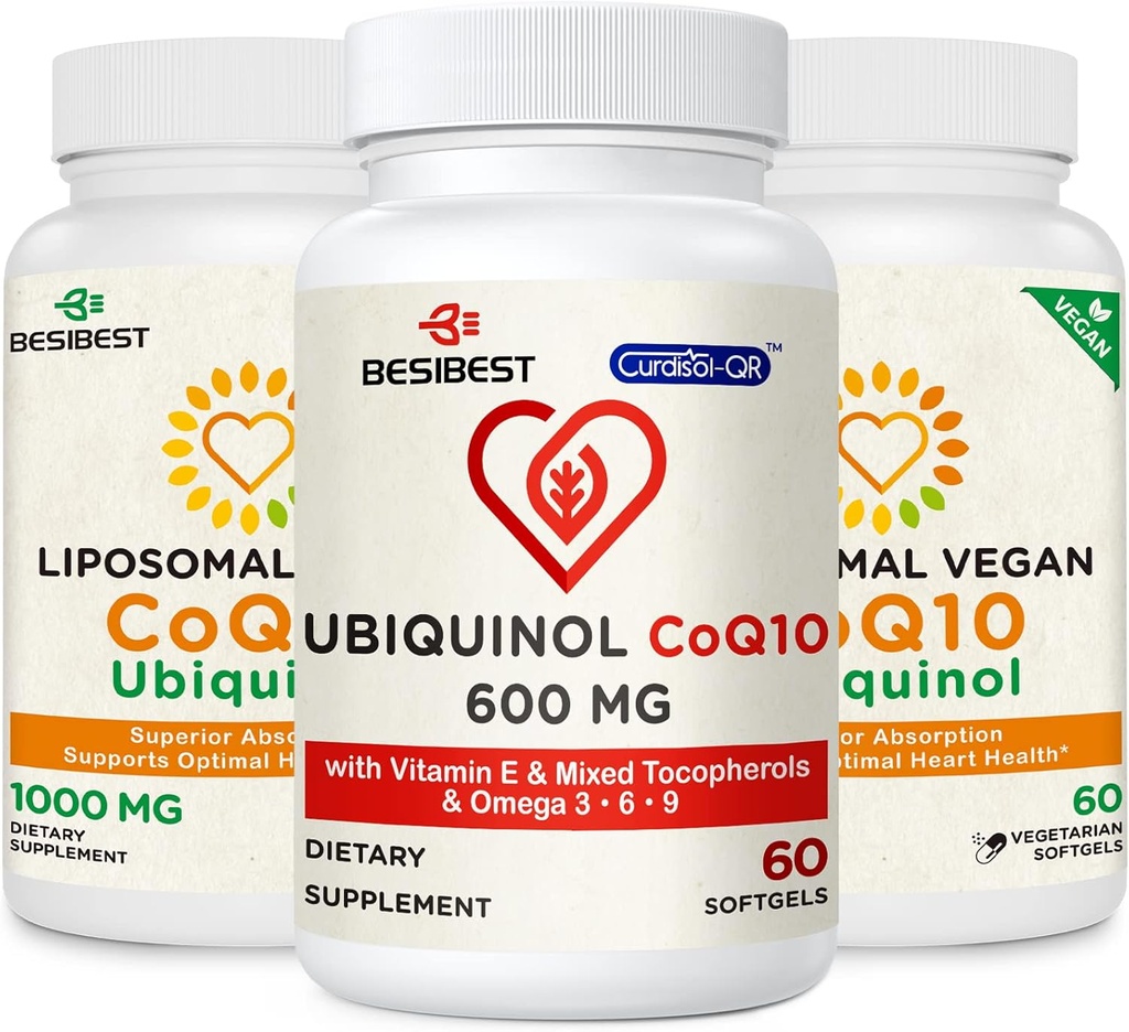 CoQ10 600mg 1PCS Bundle with 1000mg Liposomal CoQ10 Ubiquinol Supplement 2PCS