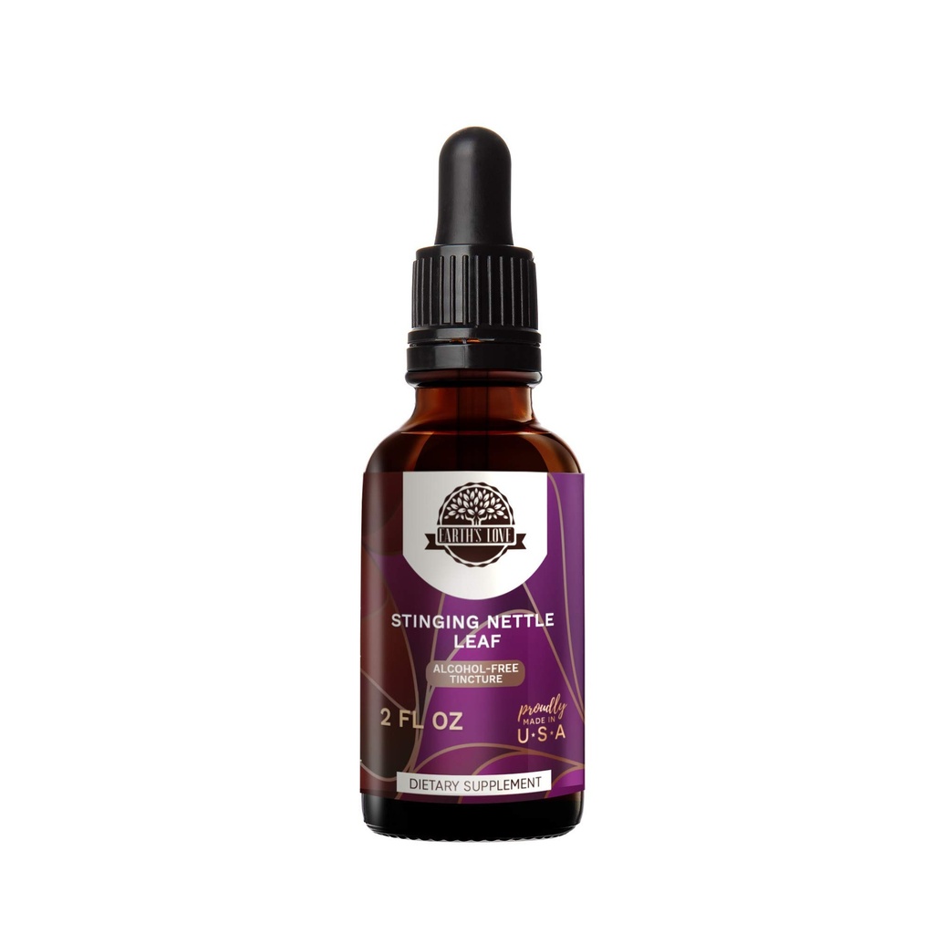 Earth's Love - Stinging Nettle Leaf Alcohol-Free Herbal Extract Tincture, Super-Concentrated Stinging Nettle (Urtica Dioica) Dried Leaf (2 Fl Oz)