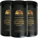 Activated Hardwood Charcoal Powder by Schizandu Vegan 100% | Supports Skin, Body, Teeth Whitening 3-Packs