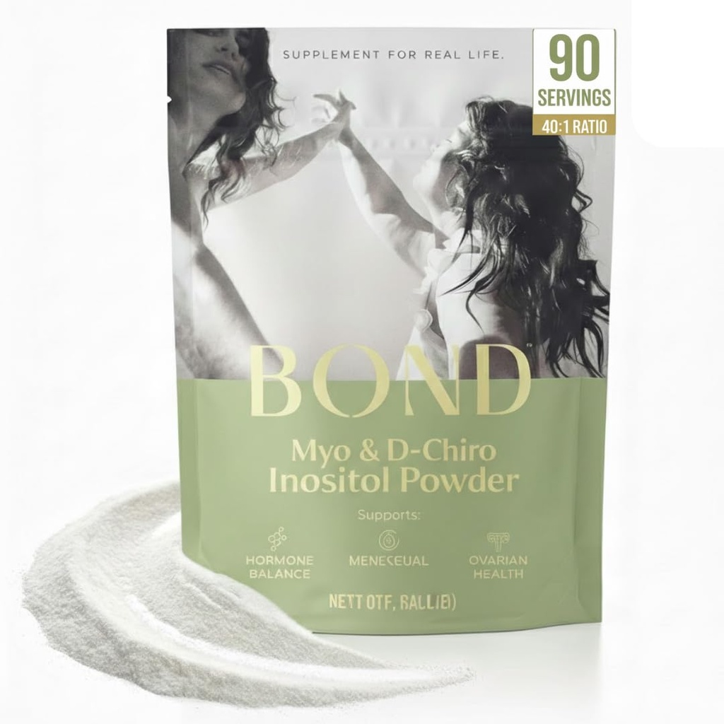 Bond Myo-Inositol & D-Chiro Inositol Powder – Hormone Balance, Cycle Regularity & Ovarian Support Supplement for Women – 40:1 Ratio Formula – Vegan, Sugar-Free, 90 Servings