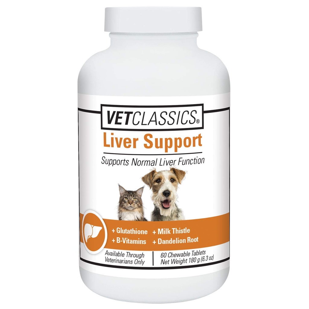 Liver Support Pet Health Supplement for Dogs & Cats - 60 Ct | Liver Functions, B-Vitamins, Glutathione, Milk Thistle, Soft Tablets, Chews, 60 Chewable Tablets