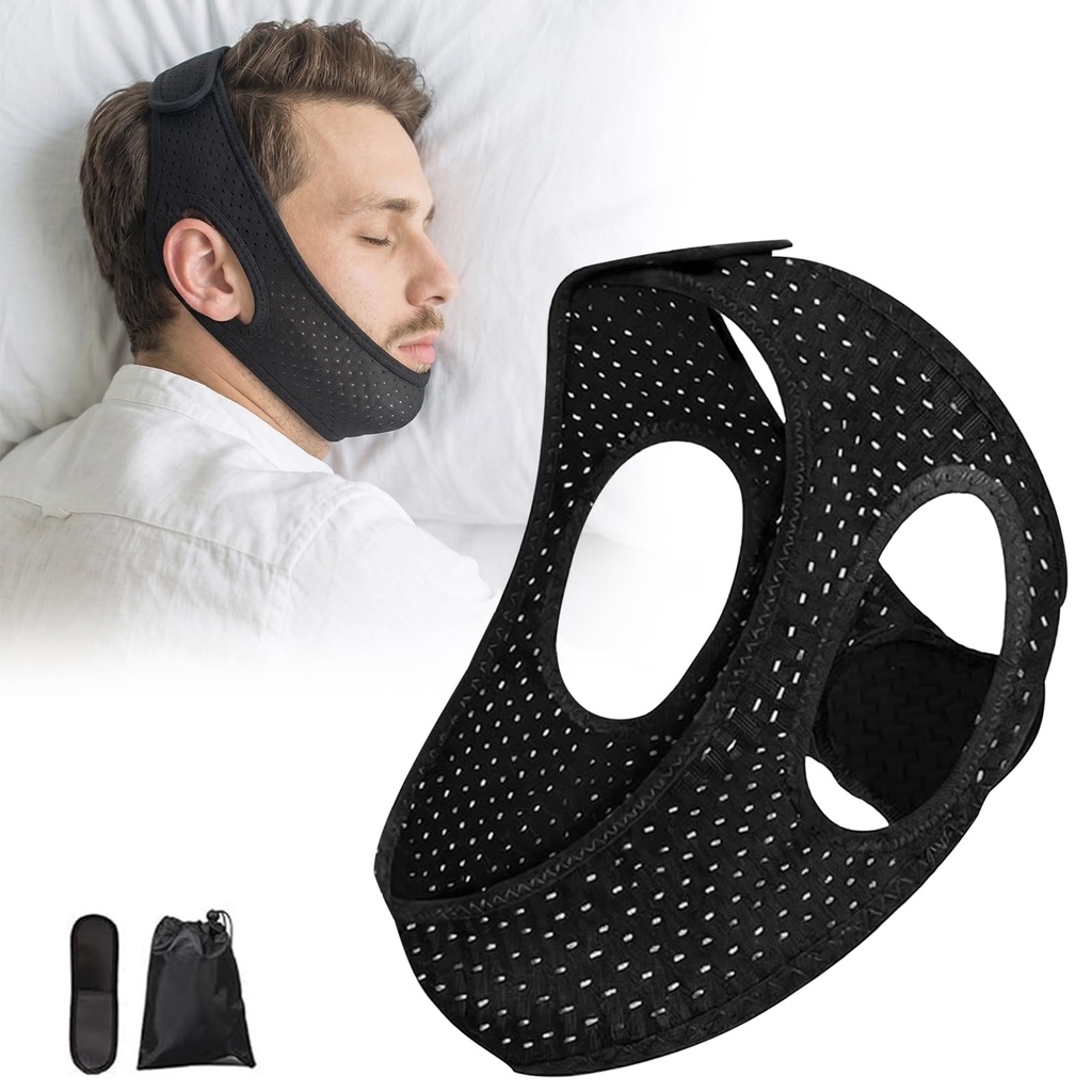 Chin Strap for Sleeping, Adjustable Anti Snoring Chin Strap, Breathable Sleep Support Strap with Jaw Extension Strap, Comfortable Mouth Support for Men Women, Suitable for All Sleep Positions