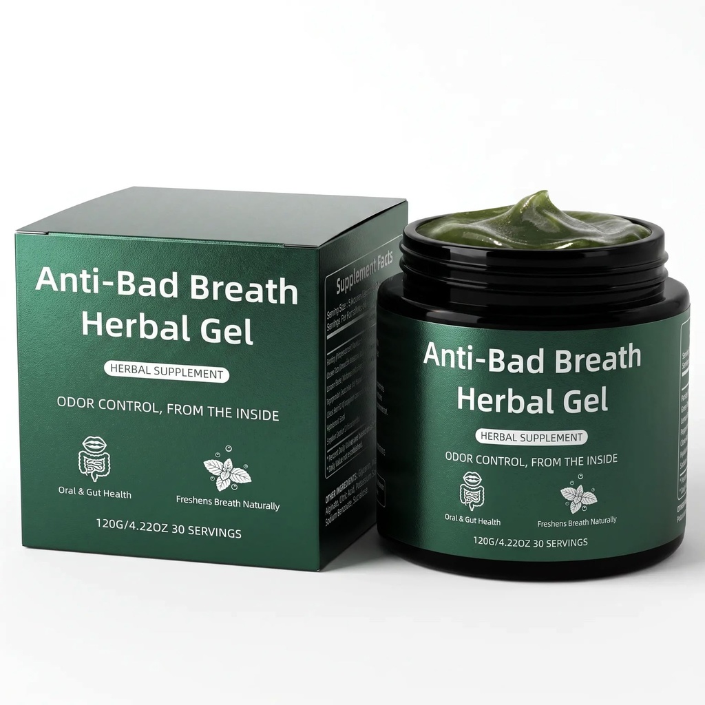 Anti-Bad Breath Herbal Gel Supplement, Internal Freshening Formula with Parsley, Green Tea, Lemon Balm, Clove Bud Oil, Peppermint Oil & Chlorophyllin, Natural Mint Flavor (1PCS)