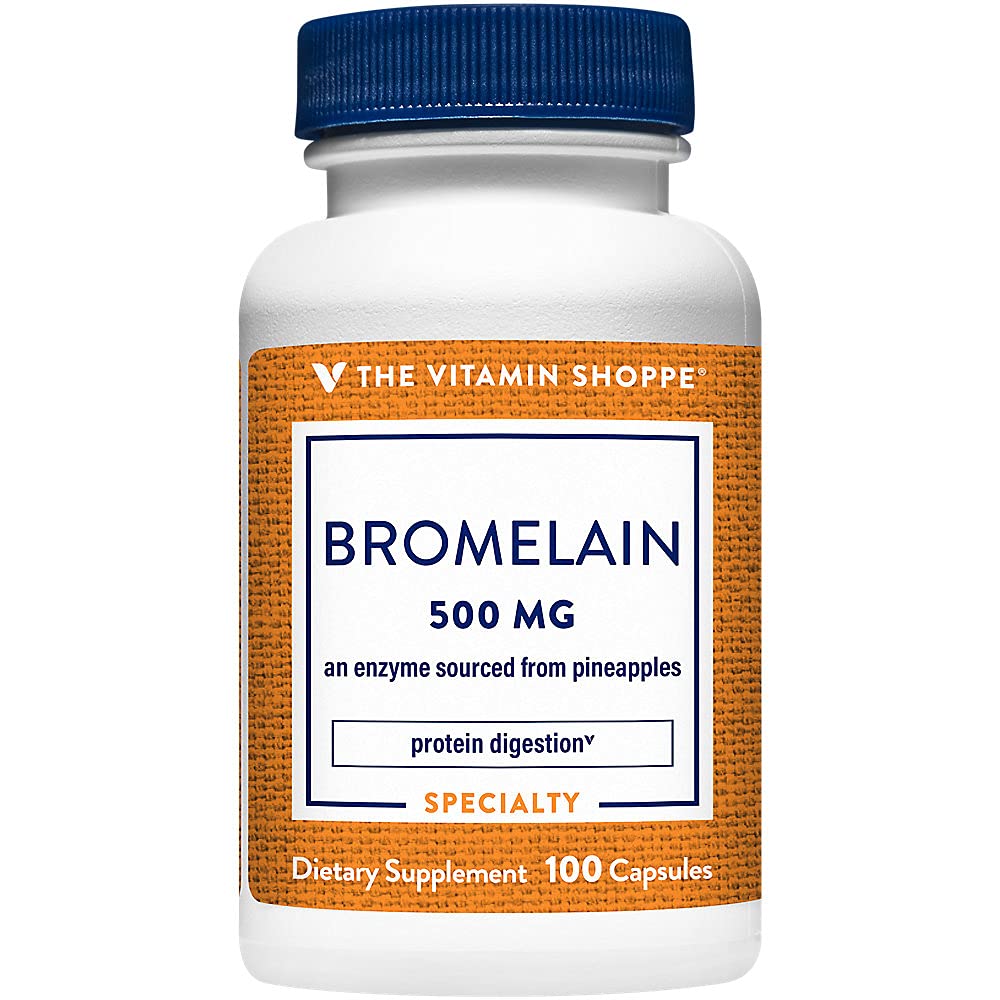 The Vitamin Shoppe Bromelain 500mg 600 GDU - Protein Digestion & Absorption | Pineapple Enzyme | 100 Capsules | Digestive Support