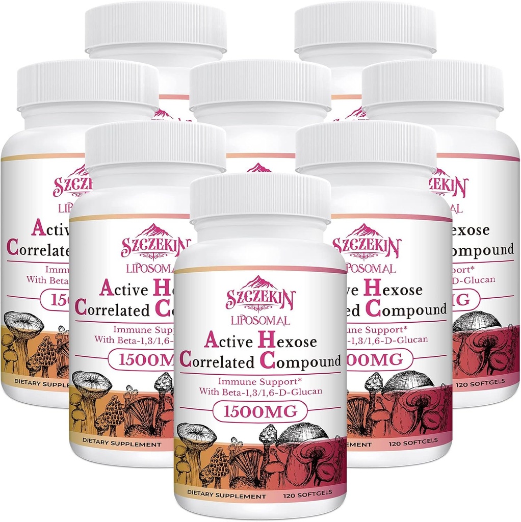 1500mg Liposomal Active Hexose Correlated Supplement,960 Soft Gels Beta-Glucans with Natural Mushroom Extract, Immune System, Liver Function, Maintain T-Cell & Killer Cell Activity