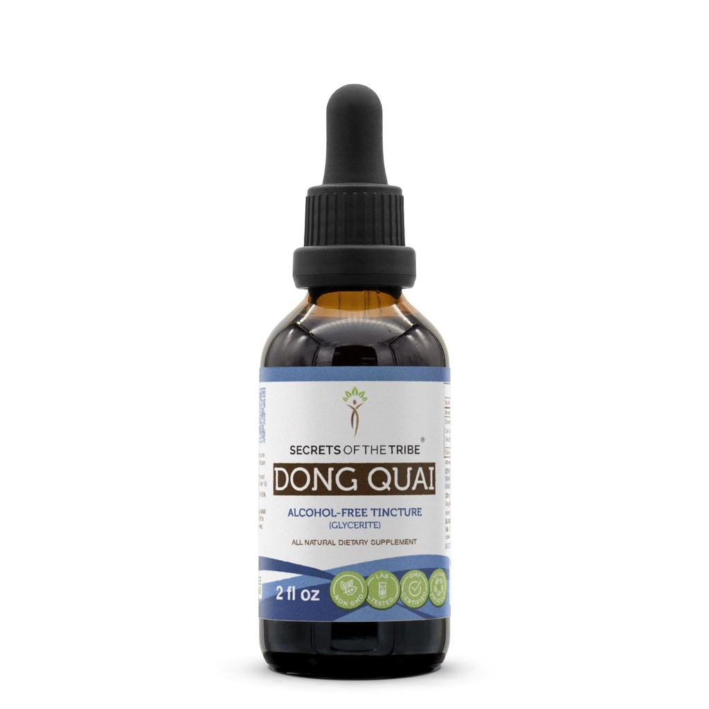 Secrets of the Tribe Dong Quai Tincture Alcohol-Free Liquid Extract, Dong quai (Angelica sinensis) Dried Root (2 FL OZ)