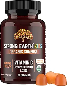 YUM-V'S Kids Strong Earth - Organic Immune Health Gummies with Vitamin C, Vitamin D3 Plus Zinc - Immune System Boost Zinc, Vitamin C, Vitamin D Gummies - Gummy Multivitamin (60 Count)