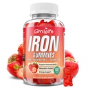 Iron Gummies for Women, Men & Kids, Sugar Free Iron Supplement with Calcium, Zinc, Folate & Vitamin B12, C, B6 - for Blood Building & Energy Support, Anemia, Strawberry, 60 Count