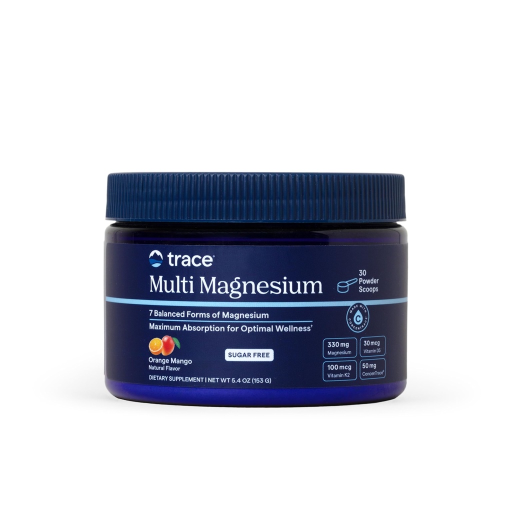 Trace Minerals Multi Magnesium Complex Powder, Orange Mango, 5.4 oz | Glycinate, citrate, malate, taurate, orotate and more, Ionic trace minerals, Sleep and calm mood support, 30 Servings