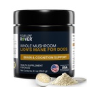FOUR LEAF ROVER - Lion's Mane Mushrooms for Dogs - Supports Healthy Brains and Nervous Systems in Dogs of All Ages - Organic Whole Mushrooms - 3rd Party Tested - 60 Day Large Dog Supply