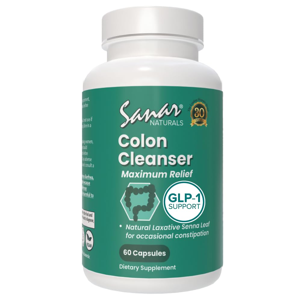 Sanar Naturals Colon Cleanser Max Relief | Senna Leaf Digestive Support Supplement | Supports Gut Health Regularity for Women and Men | GLP-1 Support, Gluten Free, 60 Capsules