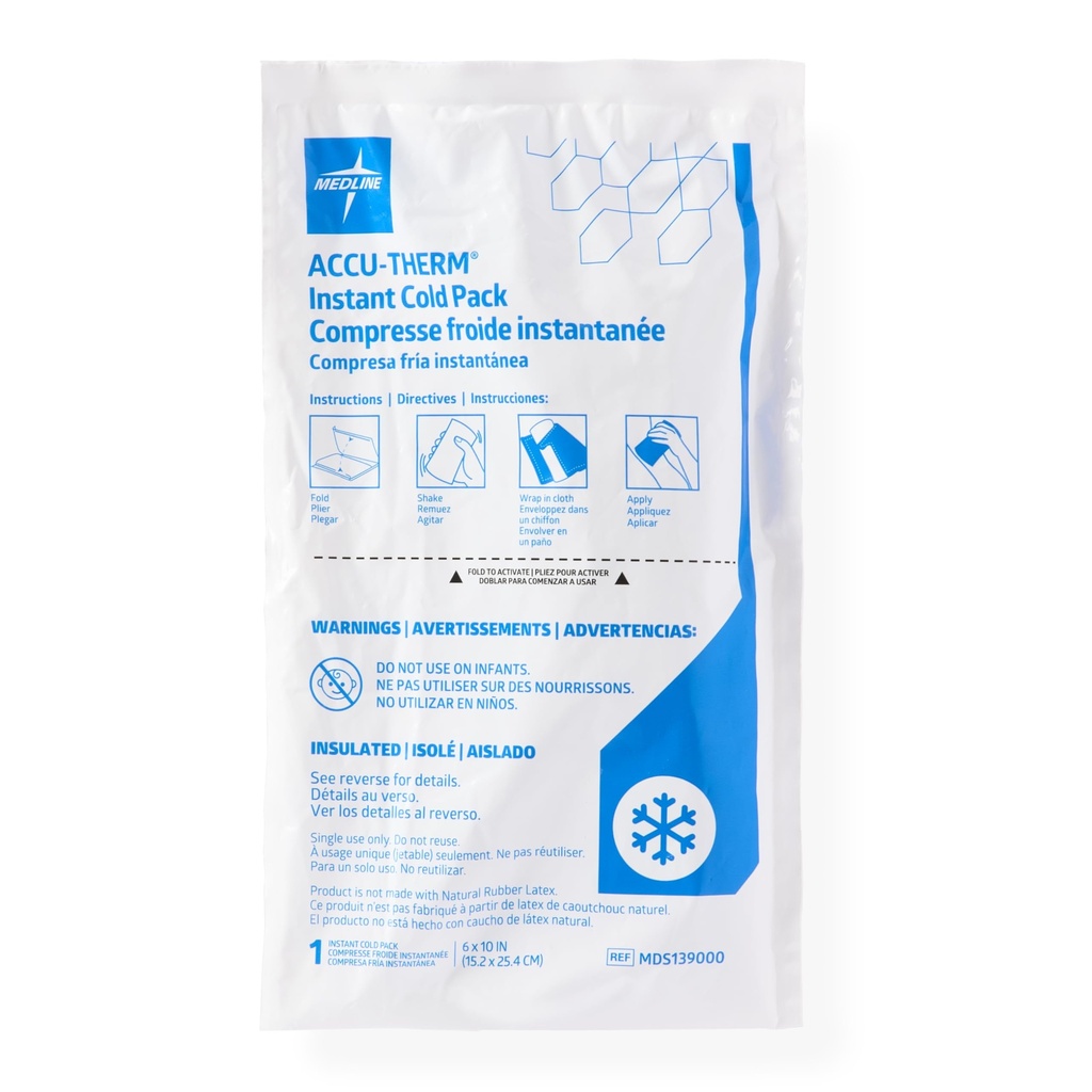 Medline Accu-Therm Instant Cold Pack, Heavyweight, 6" Width x 10" Length (Pack of 24)