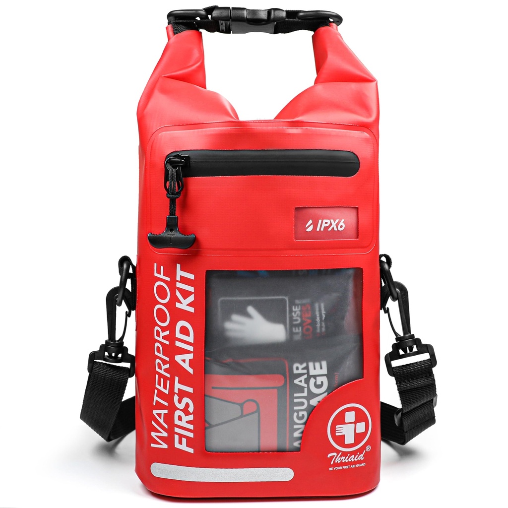 250 PCS IPX6-Waterproof First Aid Kit, Roll Top Reflective Medical Dry Bag