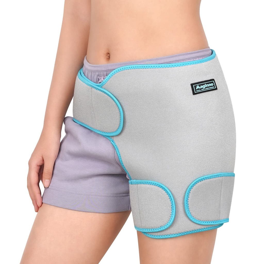Hip Ice Pack Wrap for Women Men, Hip Brace with Hot Cold Pack for Injuries Reusable,Hip Gel Kit for Pain Relief Sciatica Nerve,Piriformis Stretcher, Hip Flexor Strain, Groin Pull, SI Joint (Grey)