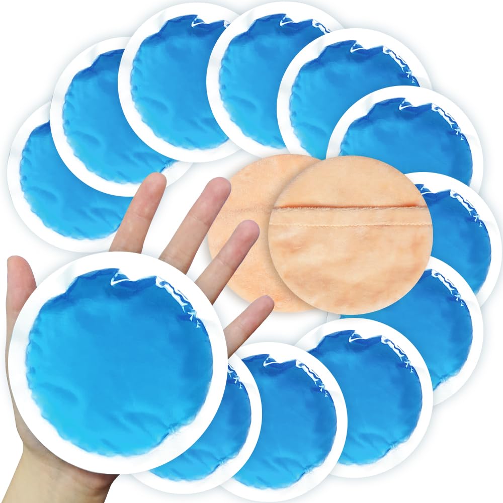 Soft Ice Pack/Small Ice Packs for Injuries Reusable, Small Round Gel Hot & Cold Compress (12 Pack) for Pain Relief, Toothache, Surgery Recovery - Soothing Gel with Sleeve - Blue