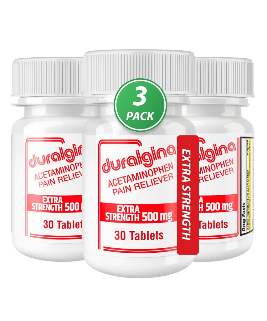 Extra Strength Acetaminophen 500mg Pain Reliever Tablets, 3-Pack 30 Count