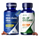 L-Arginine Nitric Oxide Booster for Men & Oil of Oregano Supplement Bundle – Nitric Oxide 1550mg with L-Citrulline, ViNitrox, Oxystorm & BioPerine + Black Seed Oil Vitamin D3 Immune Support, 90 Capsul