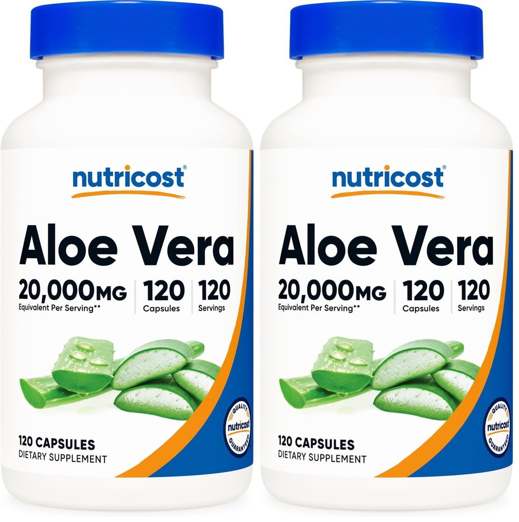 Nutricost Aloe Vera Extract 120 Capsules for 120 Servings Per Bottle (Pack of 2)