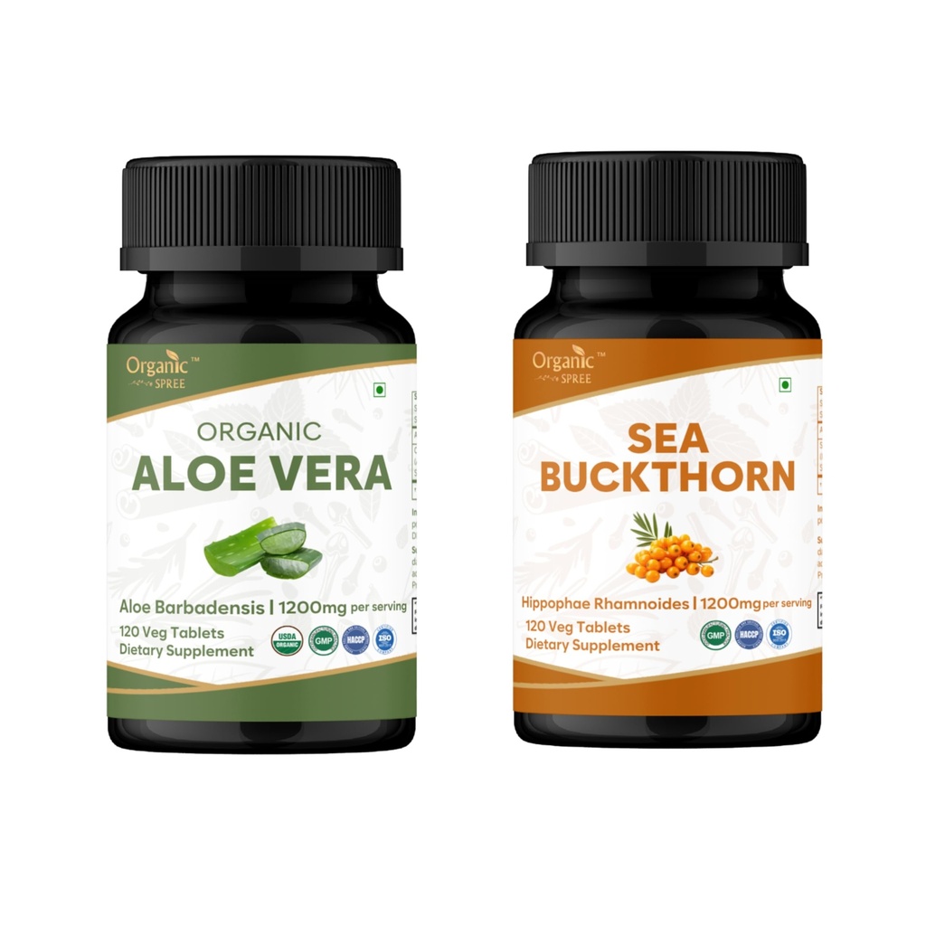 USDA Organic Neem & Aloe Vera Tablets – 120 Tabs Each (2 Pack) - Azadirachta Indica & Aloe Barbadensis – Natural Ayurvedic Formula