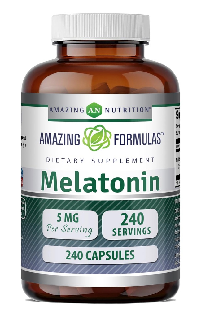 Amazing Formulas Melatonin Supplement | 5 Mg Per Serving | 240 Capsules | Non-GMO | Gluten Free | Made in USA