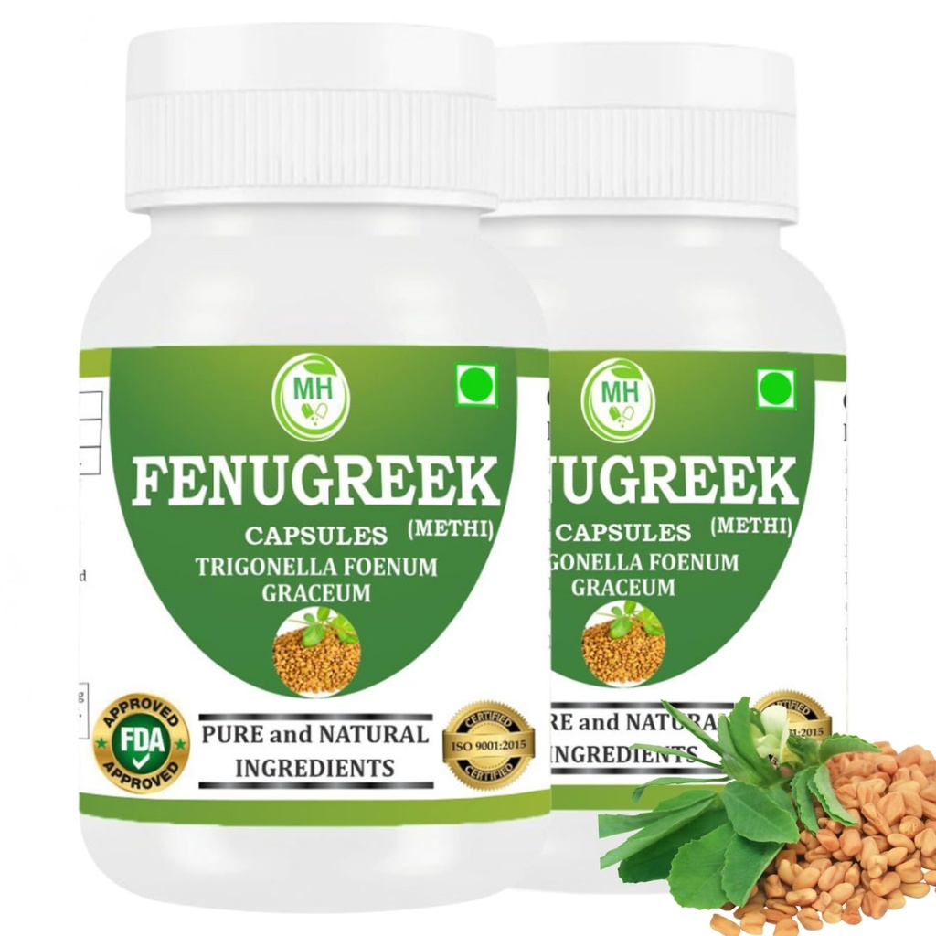 Fenugreek Capsules 500 mg (9:1 Extract) – 120 Veg Capsules | Methi Extract for Men & Women | Plant-Based Herbal Supplement | Vegan & Gluten-Free | Pack of 2 (Pack of 2)