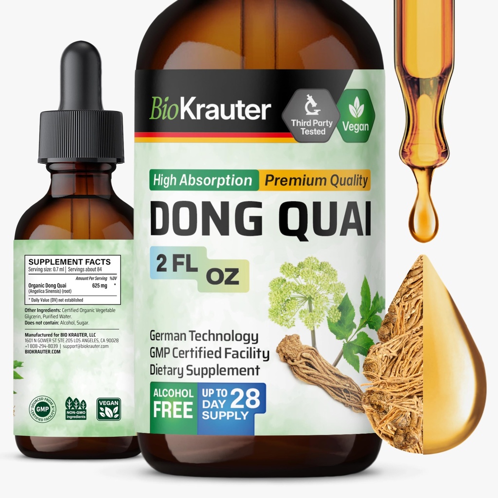 BIO KRAUTER Menopause Supplements for Women*, Dong Quai Drops 2 Fl.Oz