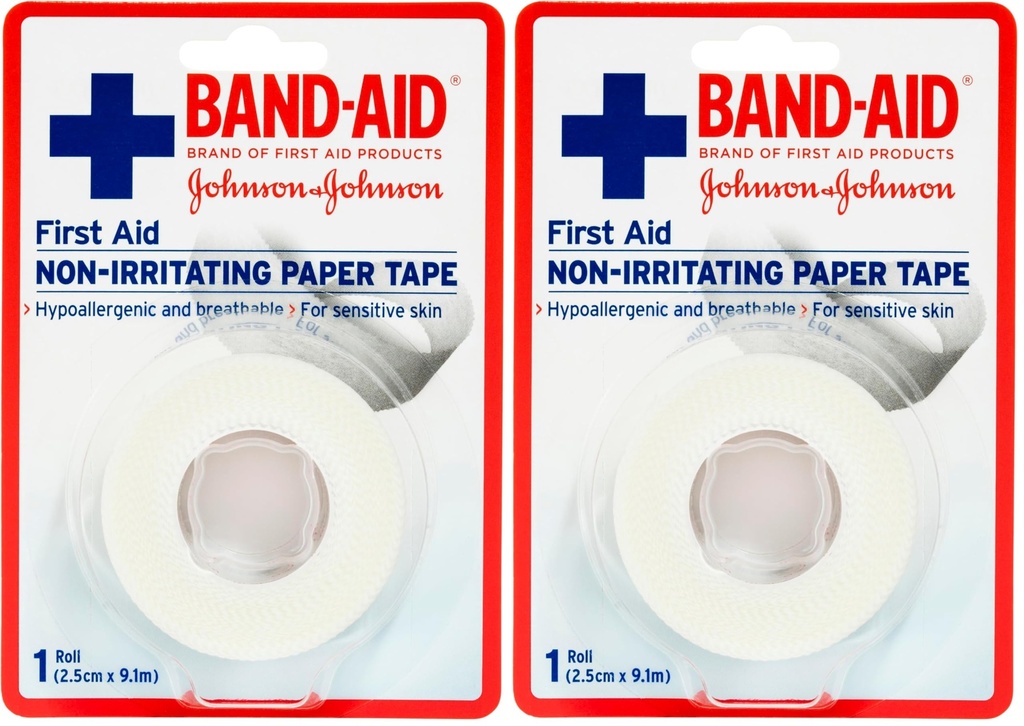 Band-Aid First Aid Non-Irritating Paper Tape 2.5cm x 9.1m 2 Pack