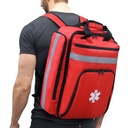 Emergency Medical Backpack, Empty First Aid Bag, First Aid Trauma Bag, with Reflector, Large Capacity (Red)