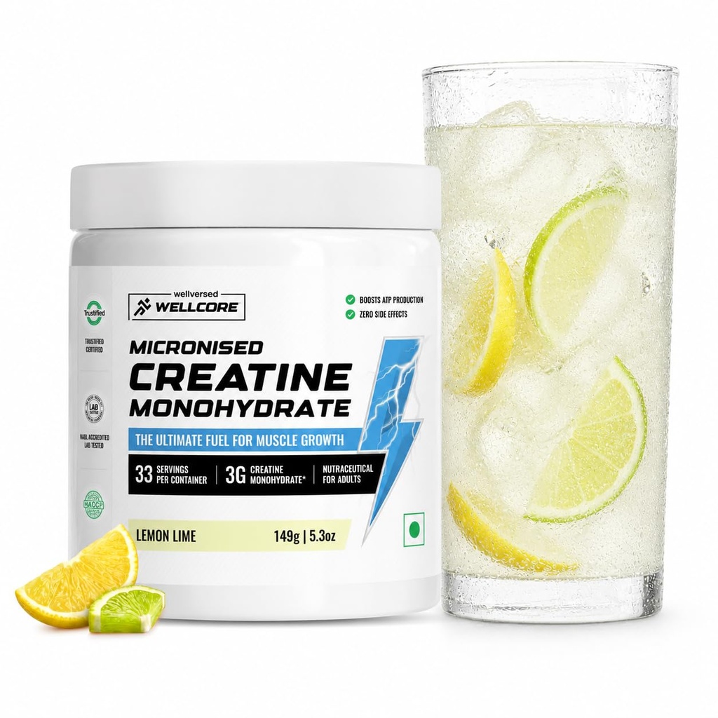 Wellcore Pure Micronised Creatine Powder (33 Servings, Lemon Lime)
