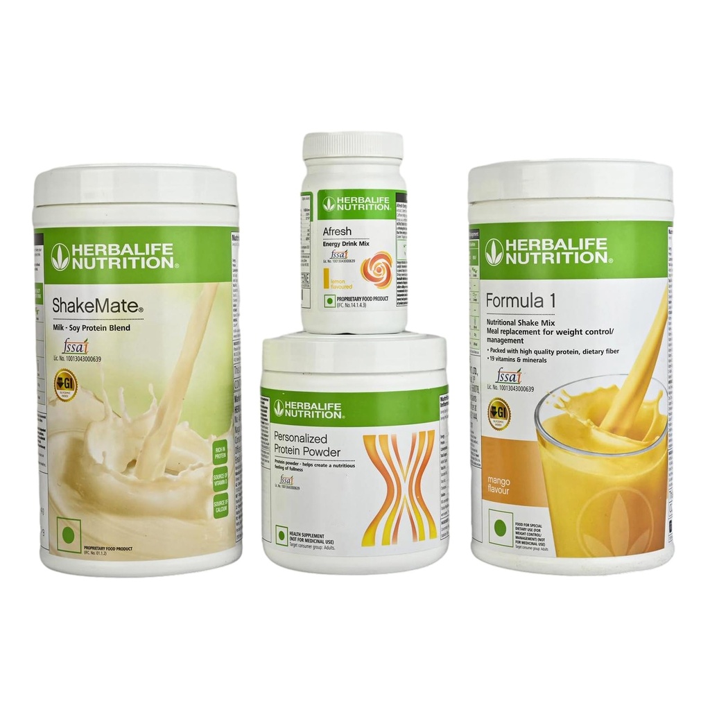HERBALIFE Weight Loss Combo (Formula 1 Mango Flavor, shakemate, protein powder & Afresh Energy Drink Lemon Flavor (1250 GM)